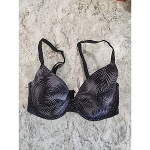 Victoria's Secret Bra 32DD Lined Demi‎ Black Grey Palm New With Tags